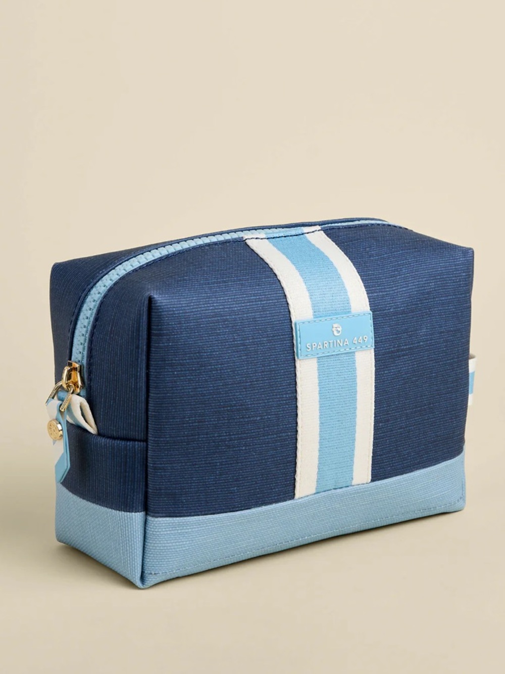 NWT Spartina 449 Armada Cosmetic Case Navy Blue Stripe